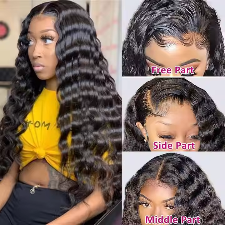 Cheap Deep Wave Human Hair Lace Front Wig Raw Indian Virgin Hair Glueless Full Hd Lace Wigs HD Lace Frontal Wigs For Black Women