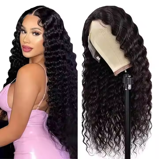 Cheap Deep Wave Human Hair Lace Front Wig Raw Indian Virgin Hair Glueless Full Hd Lace Wigs HD Lace Frontal Wigs For Black Women