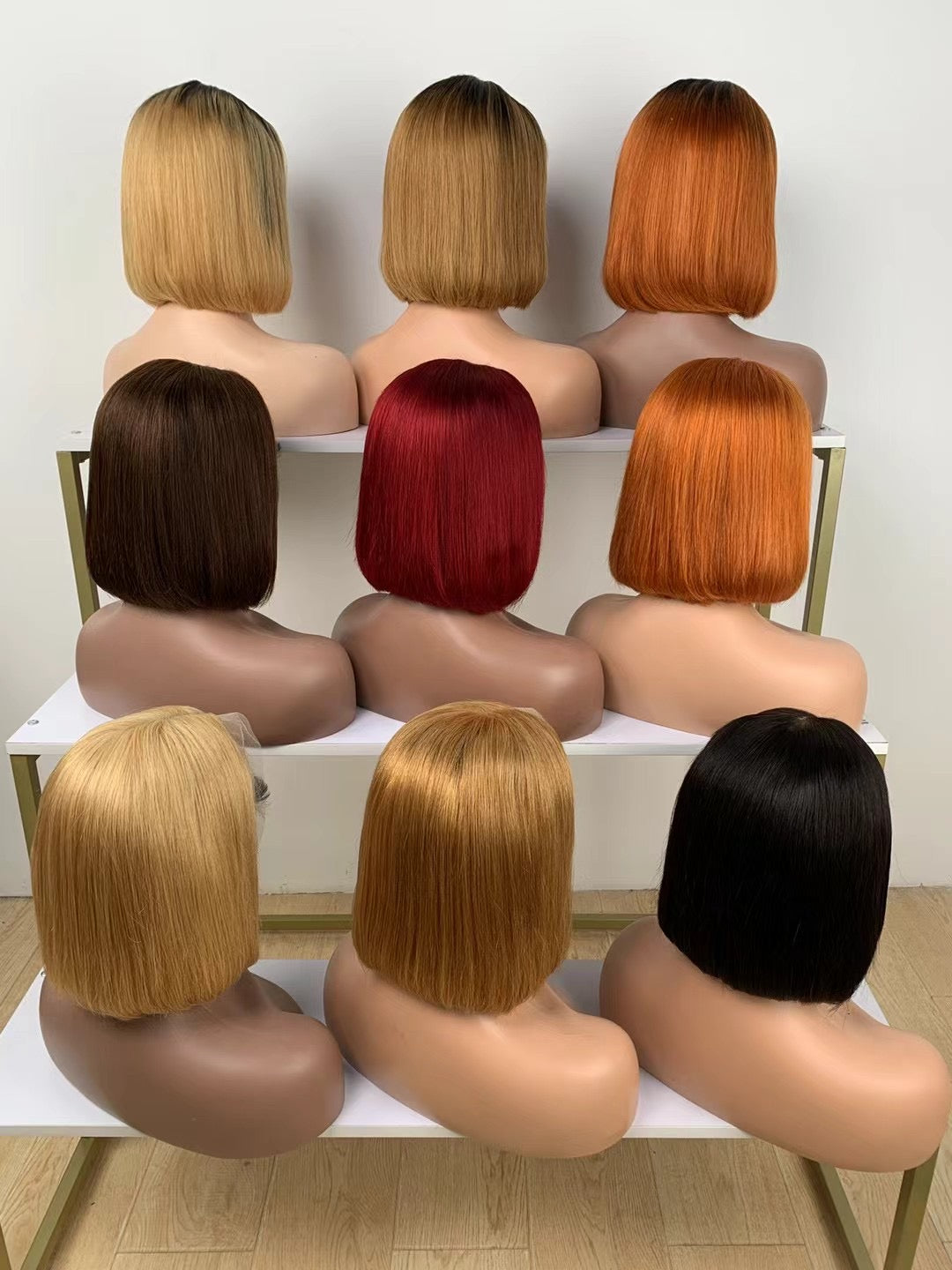 Colored Straight Bob Lace Front Human Hair Wig Pre Plucked Short Wigs